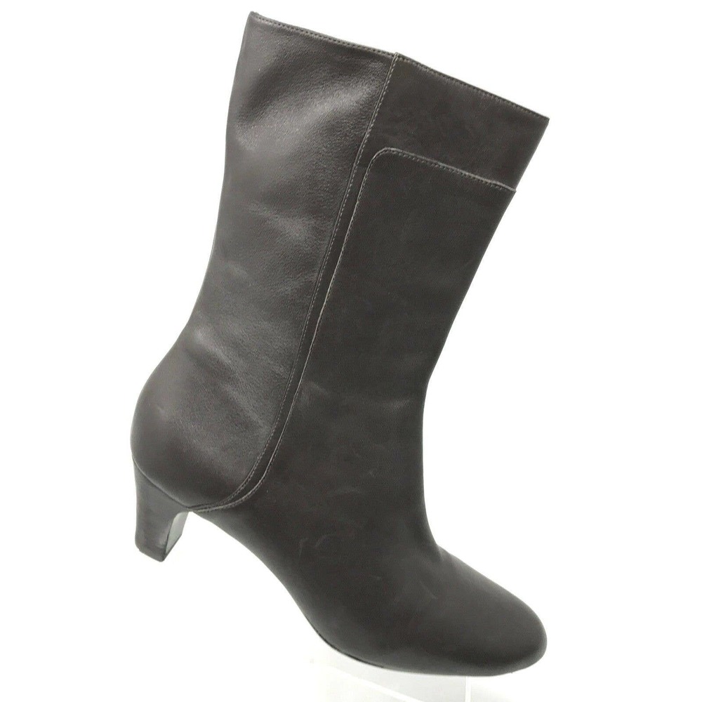 Cole Haan Air Mid Calf Boot Brown Leather Side Zip Heel Womens Shoe SIZE 7.5 B